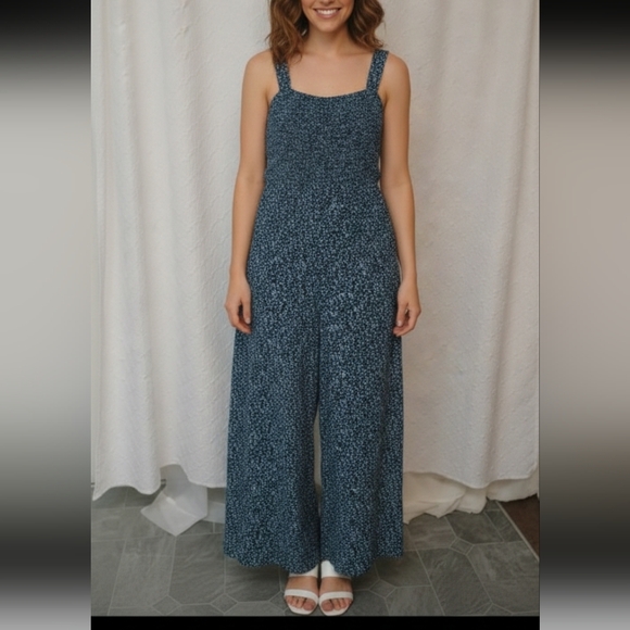 DAKOTOO Pants - DAKOTOO women 2XL Blue Floral Women's Jumpsuit